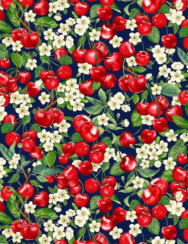 Packed Cherries & Flowers CHERRY-CD1544-NAVY