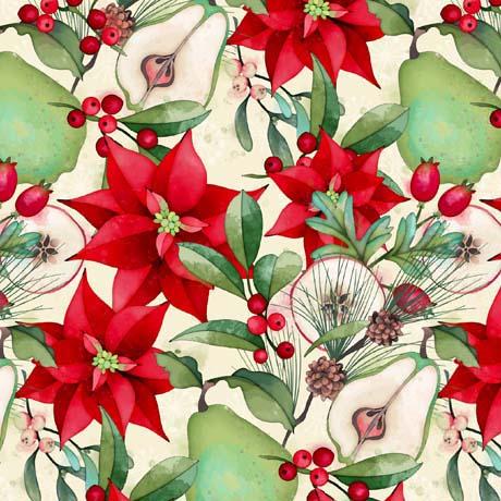 Peppermint Christmas-Poinsettia & Fruit 1649-29660-E