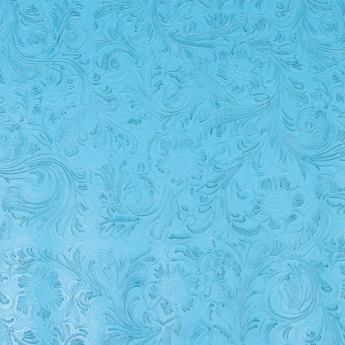 Precut Vinyl - Western Floral- Caribbean Blue - 18"x54"