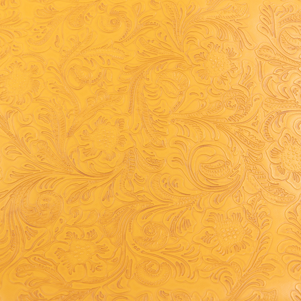 Precut Vinyl - Western Floral Faux Leather - Mustard - 18"x54"
