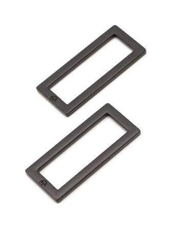 Rectangle Ring Flat 1-1/2in Black Metal Set of Two HAR15RRBMTWO