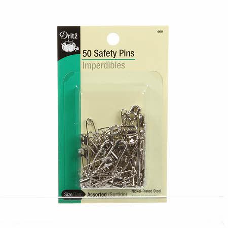 Safety Pin Nickel Assorted Size 50ct