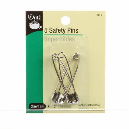 Safety Pin Nickel Size 3 2in 5ct