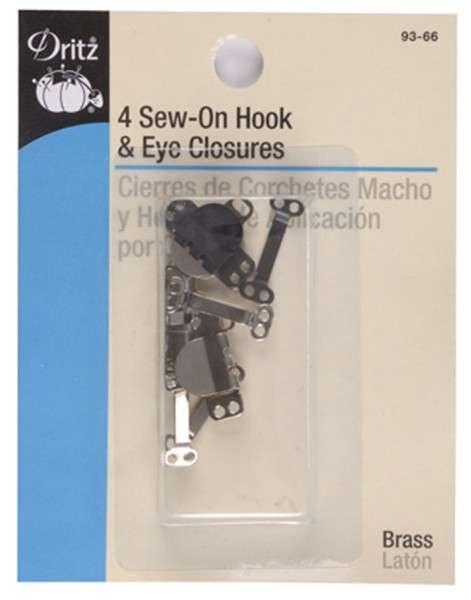 Sew-On Hook & Eye Closures Pant/Skirt Assorted 4ct 93-66