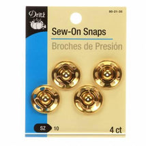Sew-On Snaps Size 10 Gold 4ct 80-21-35