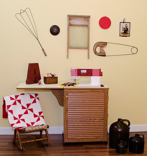Sewnatra Oak Arrow Sewing Cabinet