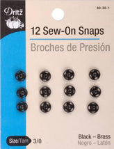 Snap Sew-On Size 3/0 Black 80-30-1