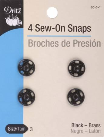Snap Sew-On Size 3 Black 80-3-1
