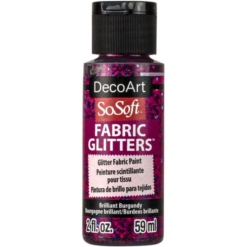 SoSoft Fabric Glitters Acrylic Paint 2oz Brilliant Burgundy DSSFG2OZ-08