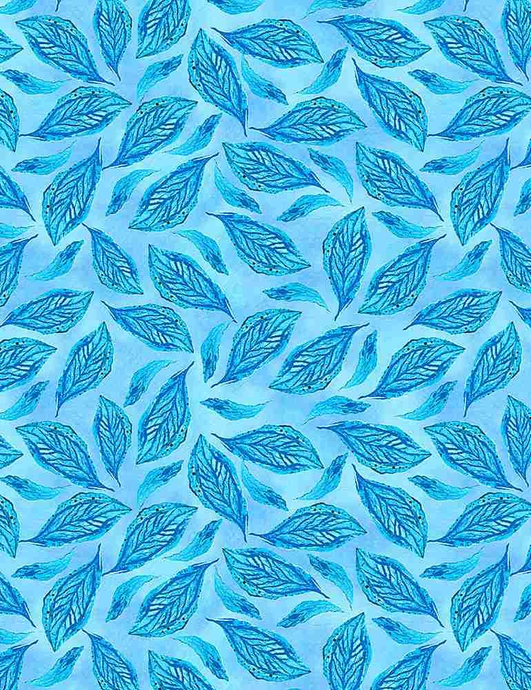 Tossed Painted Small Leaves-Sky PEACOCK-CD1070-SKY