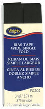 Wide Single Fold Bias Tape Black- Wrights 117202031
