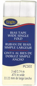 Wide Single Fold Bias Tape White-  117202030