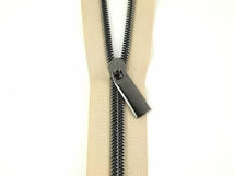 Zippers By The Yard Beige Tape3 yds #5 nylon coil & 9 pulls - Gunmetal Black
