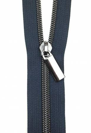 Zippers By The Yard Navy Tape3 yds #5 nylon coil & 9 pulls - Gunmetal Black